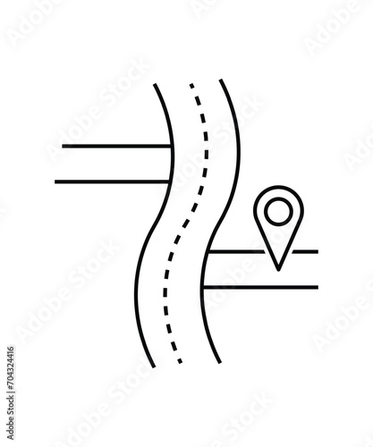 road with location icon, vector best line icon.