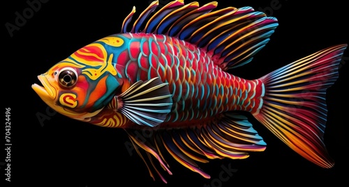 3D illustration of a colorful reef fish