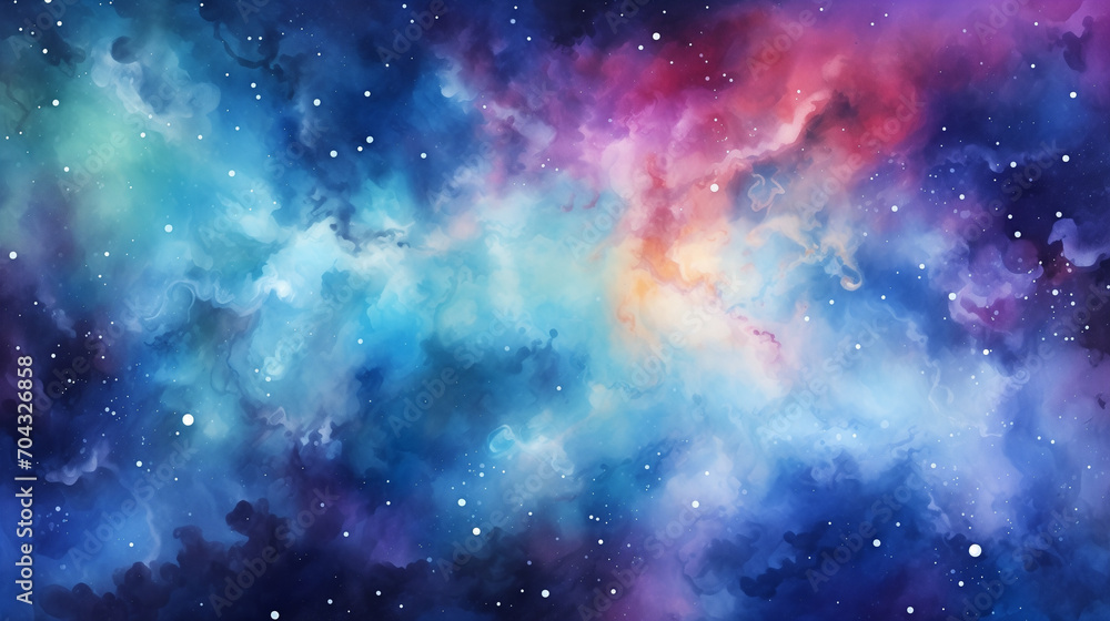 Galactic Watercolor Nebula Stars as Paint Droplets Cosmic Canvas Background Wallpaper
