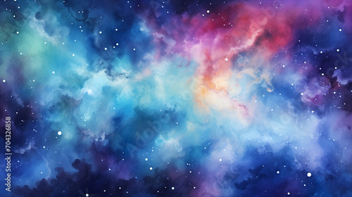 Galactic Watercolor Nebula Stars as Paint Droplets Cosmic Canvas Background Wallpaper © Misutra