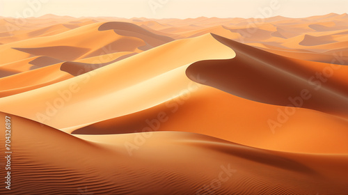 Golden Sands Abstract Desert Dunes Flowing with Wind Dynamic Shadows Background Wallpaper