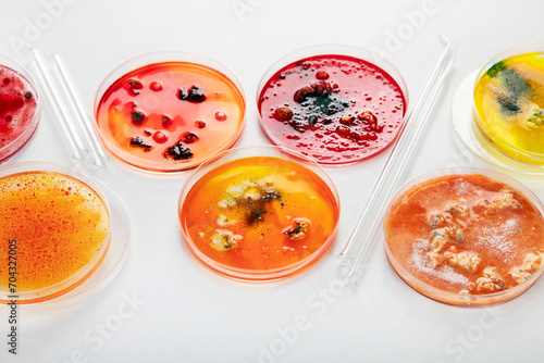 Background with laboratory petri dish. Microbiology science