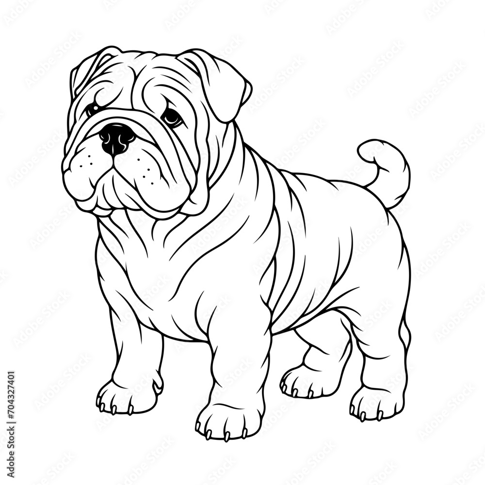 Shar Pei dog outline