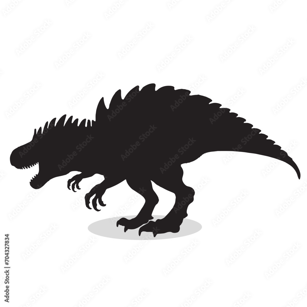 Fototapeta premium Dinosaur silhouettes and icons. Black flat color simple elegant white background Dinosaur animal vector and illustration.