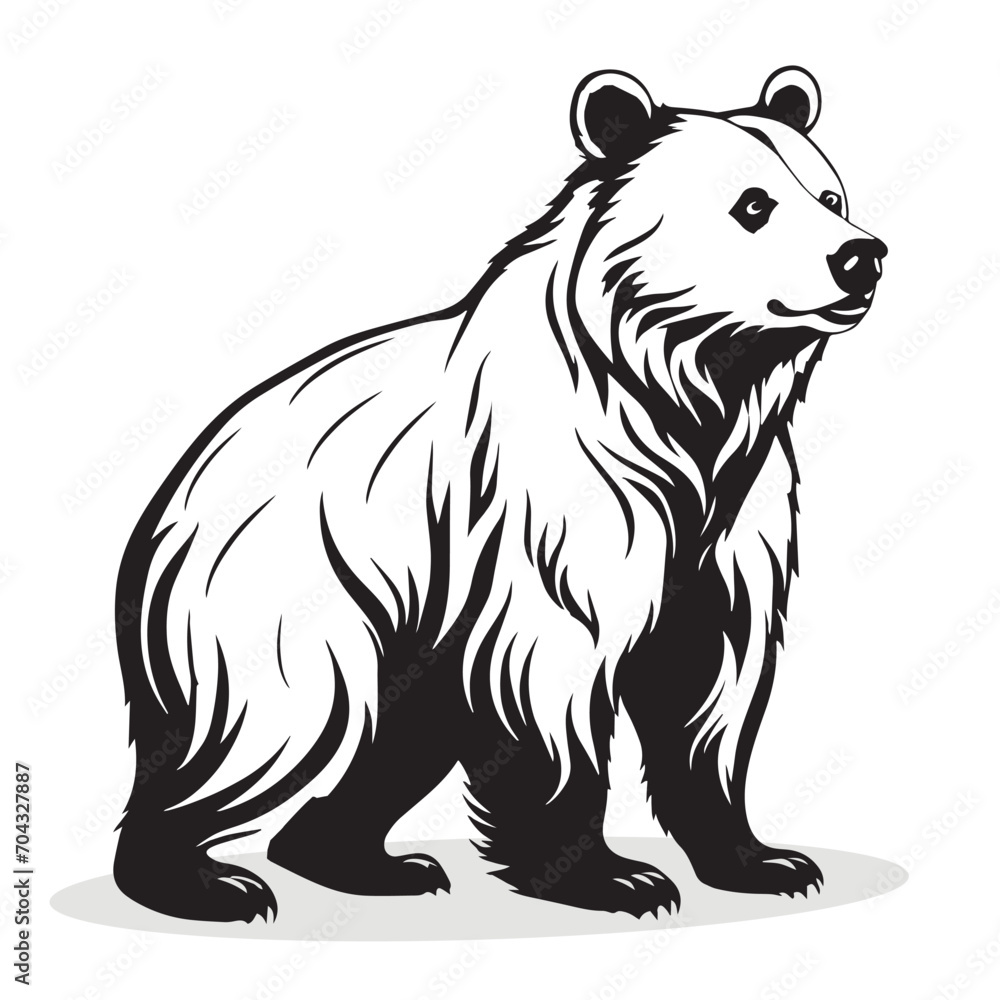 Bear silhouettes and icons. Black flat color simple elegant white background Bear animal vector and illustration.