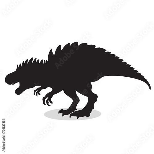 Dinosaur silhouettes and icons. Black flat color simple elegant white background Dinosaur animal vector and illustration. © Charlie