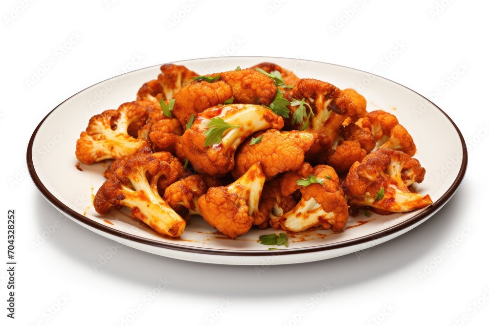 Indian food cauliflower wings on white background Indian food cauliflower wings on white background