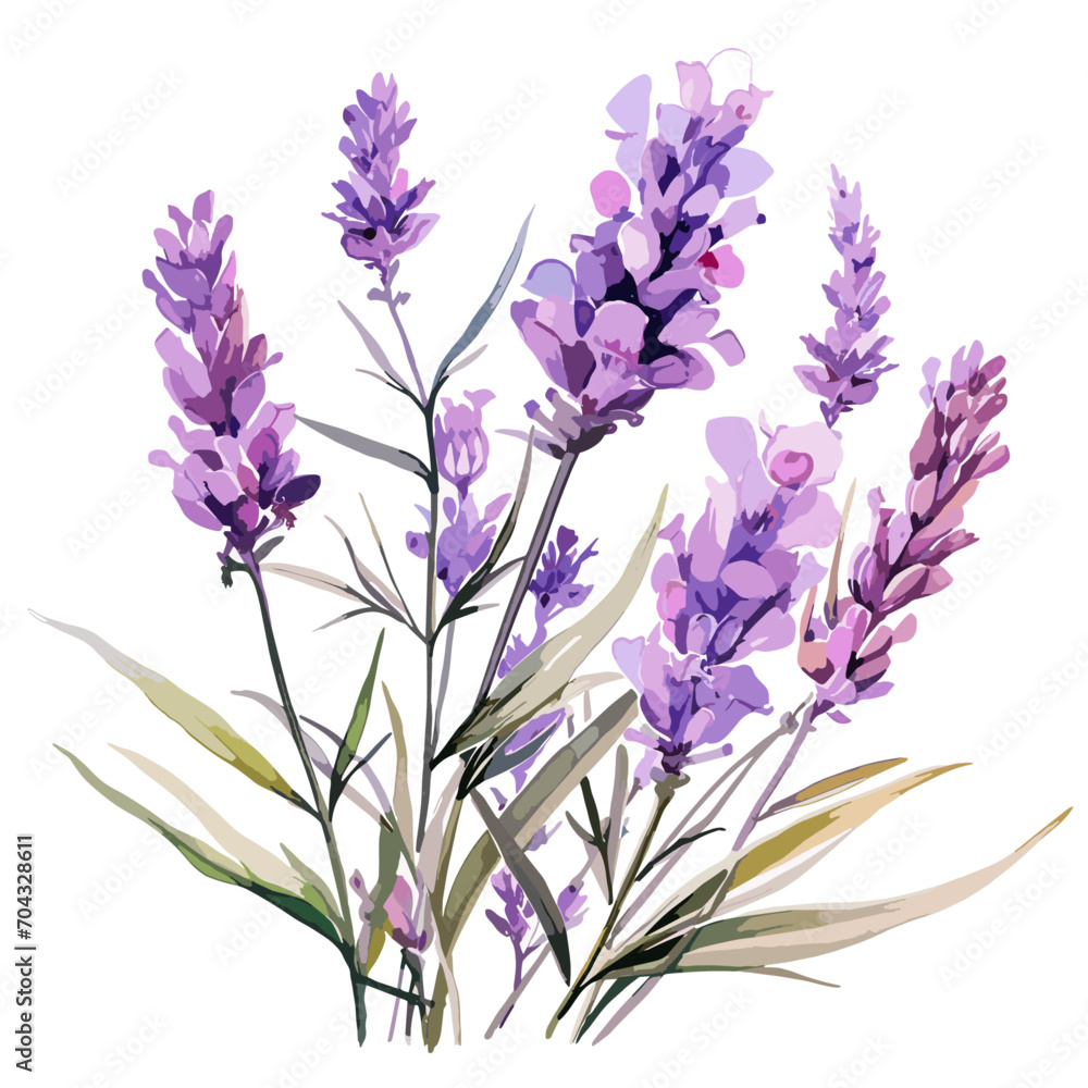 A lovely bunch of lavender flowers on a white background. Illustrated in vector format. A lovely bunch of lavender flowers on a white background. Illustrated in vector format.