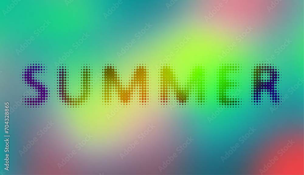 Fototapeta premium Soft gradient background for any design. Halftone lettering Summer. Vector image.
