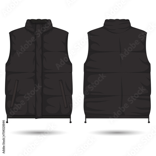 Black vest template front and back view