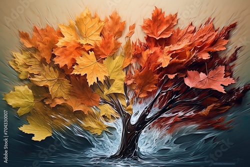 Autumn leaves fall gracefully painting nature canvas all seasons tree leaves image potrait © Umar