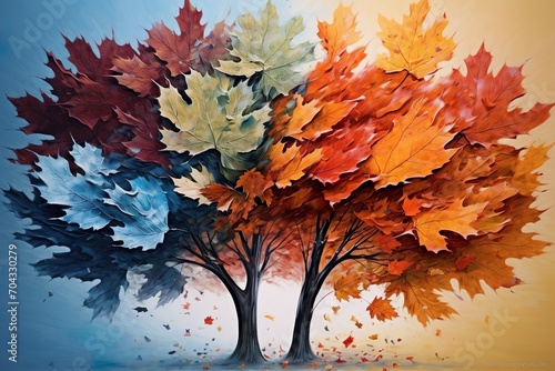 Autumn leaves fall gracefully painting nature canvas all seasons tree leaves image potrait © Umar
