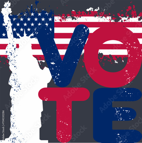 VOTE US Presidential Election, midterm, House or Senate elections   Banner, flayer, poster, layout.  American Election campaign style,  Electoral symbols, United States of America USA Flag.