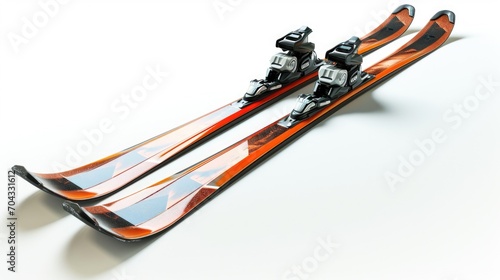 Two skis stacked on top of each other. Perfect for winter sports enthusiasts or ski equipment advertisements photo