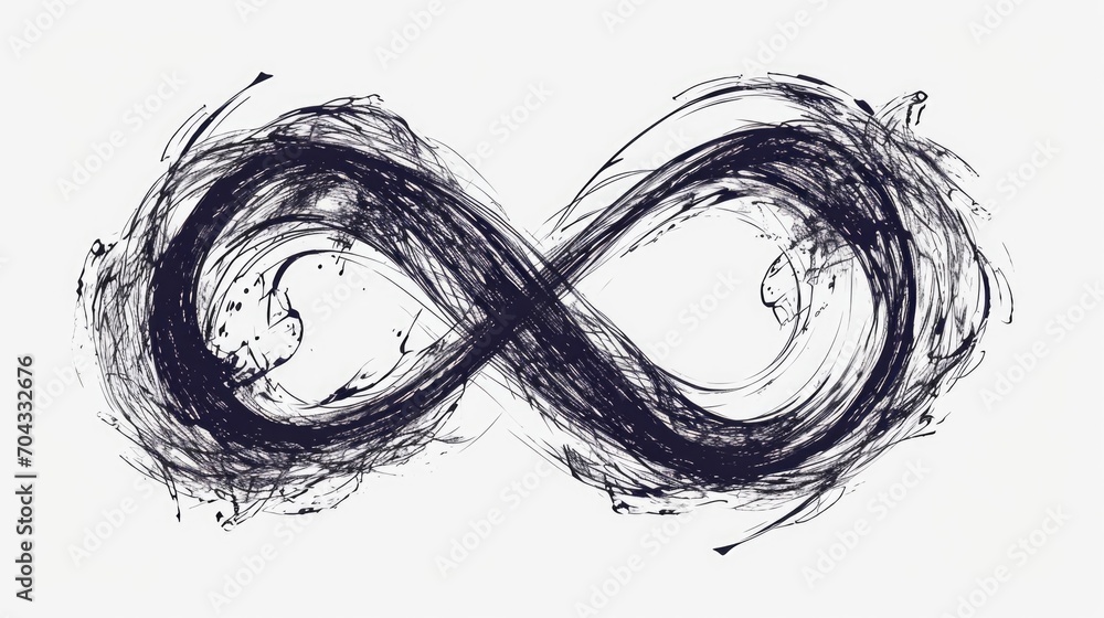 A black and white drawing of the infinite sign. Can be used for various design purposes - obrazy, fototapety, plakaty 