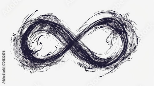 A black and white drawing of the infinite sign. Can be used for various design purposes photo