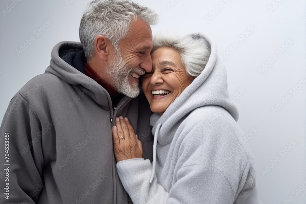 Happy elderly couple laughing together Happy elderly couple laughing together