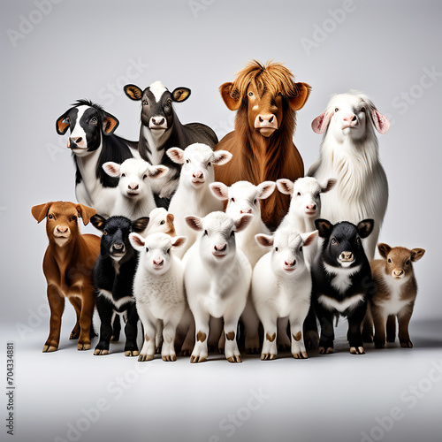 Variety of Farm Animals in Front of White Background © Parichart