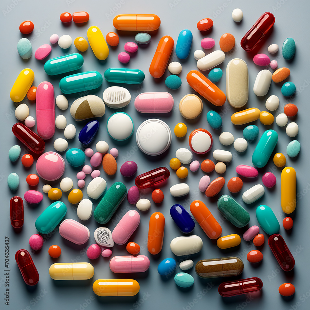 Colorful Pills in Medical/Healthcare Concept Colorful Pills in Medical/Healthcare Concept