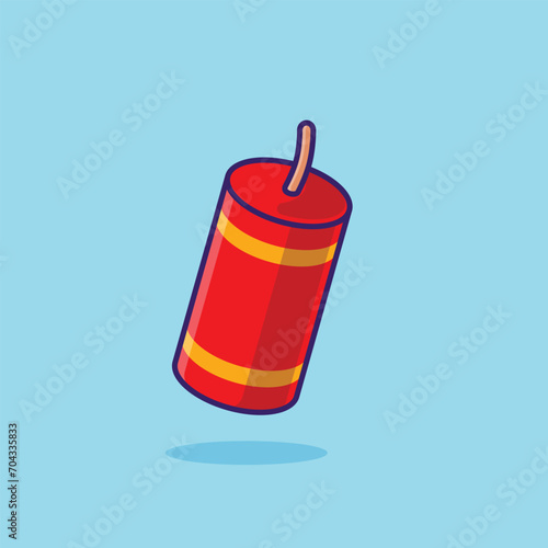 Stick firecrackers simple cartoon vector illustration new year stuff concept icon isolated © Satisfactoons