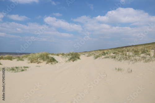 Strand mit weitl  ufigen D  nen an der Nordsee in Holland Noordwijk