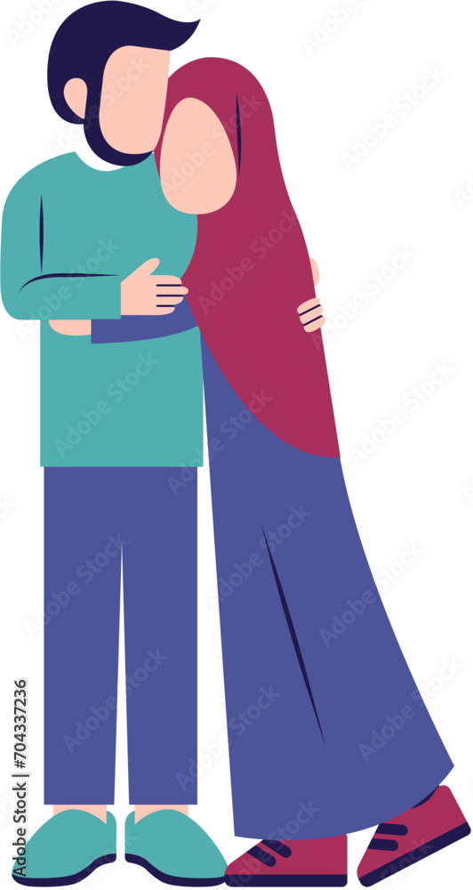 Illustration Of Romantic Muslim Couple