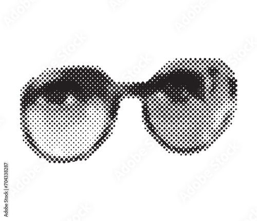 Woman's eyes 90s style halftone shape for trendy collage. Dots texture. Contemporary style. Vector illustration