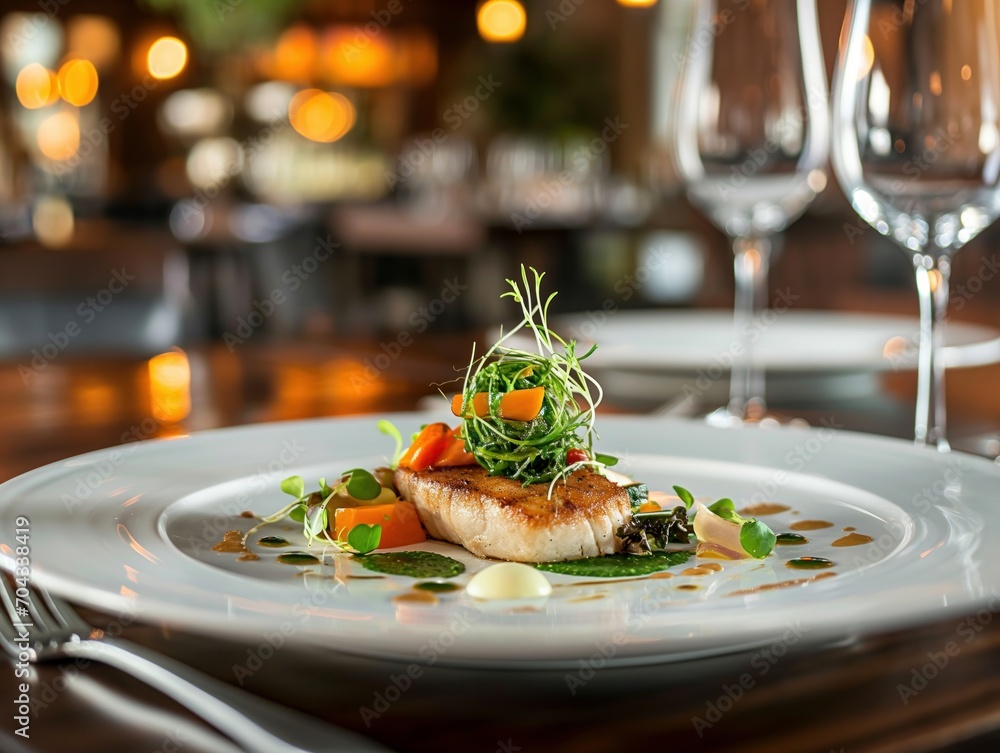 A gastronomic photograph of a dining experience showcasing a visually appealing and perfectly plated dish. Food Photography A gastronomic photograph of a dining experience showcasing a visually appealing and perfectly plated dish. Food Photography
