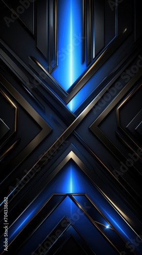 abstract black and blue background with geometric shapes and strong lines - metallic light technology wallpaper