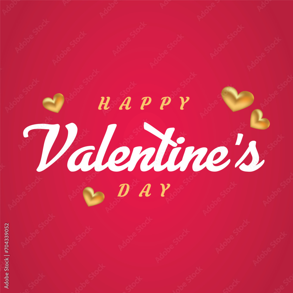 Valentines day background with heart and typography of happy valentines day text vector