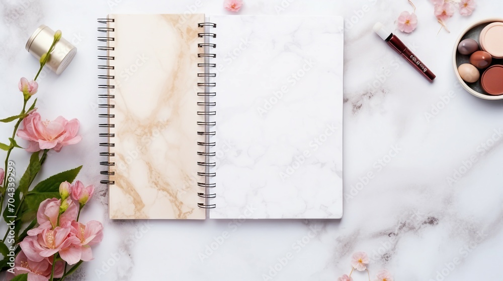 Stylish Flat Lay with Beauty Essentials: Modern Makeup Composition for Fashion Bloggers and Beauty Influencers Stylish Flat Lay with Beauty Essentials: Modern Makeup Composition for Fashion Bloggers and Beauty Influencers