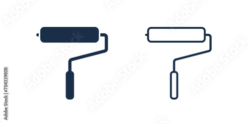 Paint roller icon on white background. Paint symbol. Brush, color, repaint, renovation, interior, worktool, art. Outline, and flat style symbol photo