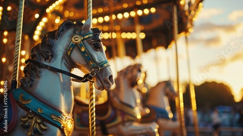 A detailed view of a horse on a carousel. Perfect for adding a touch of nostalgia to any project