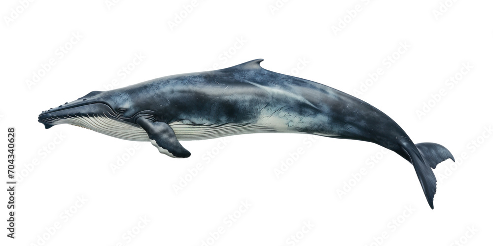 Fototapeta premium A blue whale, transparent or isolated on white background