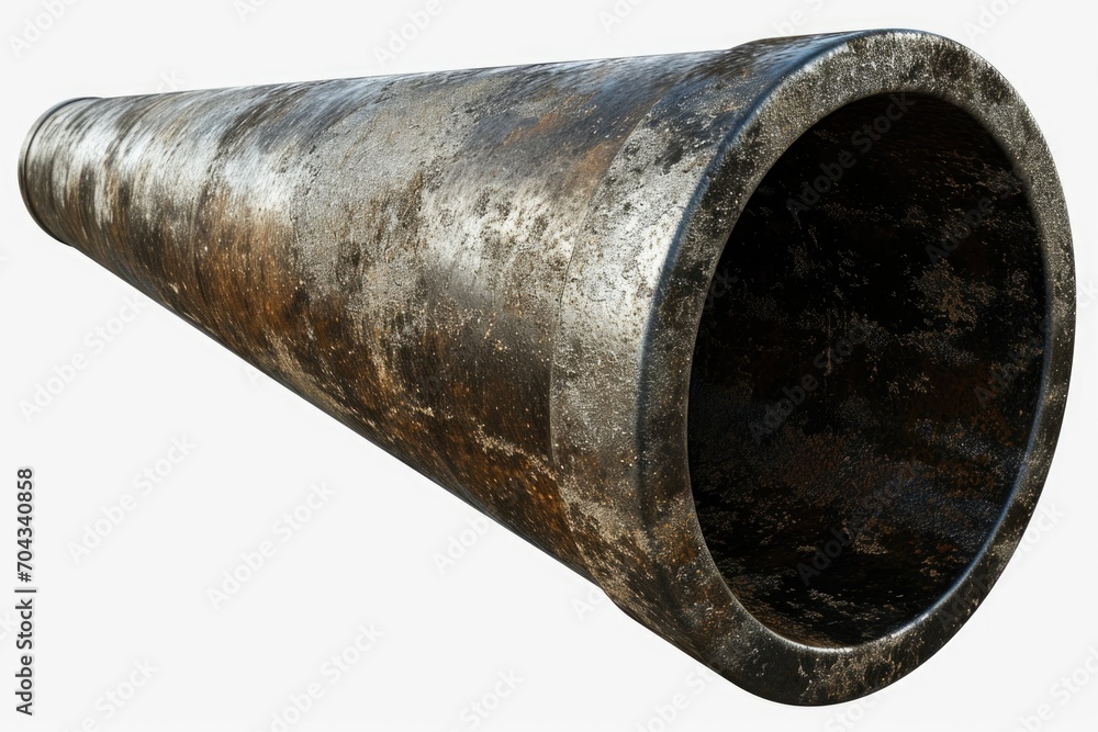 A large metal pipe is shown on a white background. Perfect for industrial or construction concepts
