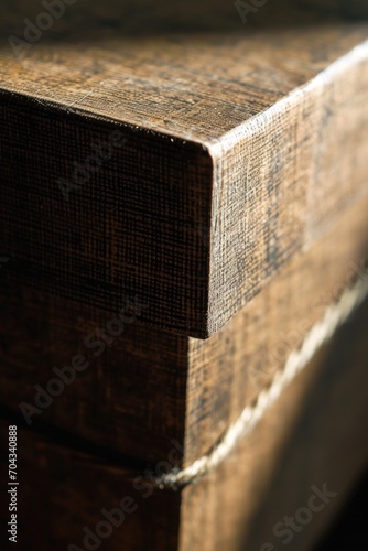 A detailed close-up shot of a piece of wood resting on a table. Perfect for adding a rustic touch to any design project