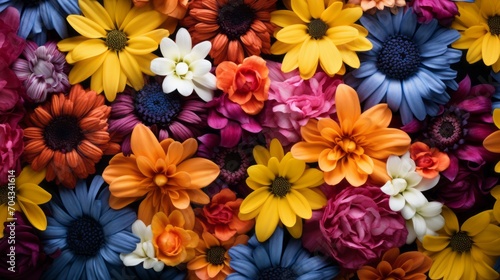 Vibrant floral backdrop  a burst of colorful blooms in full bloom for creative designs  