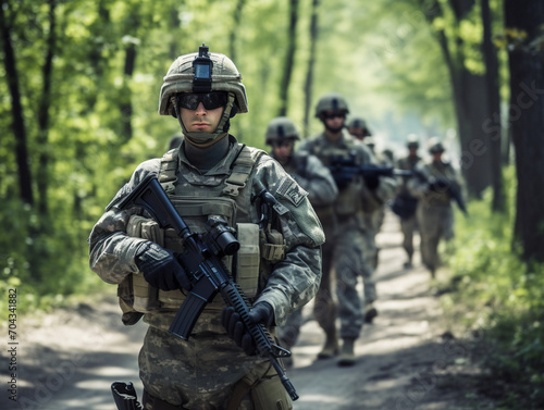 Uniformed soldiers stand alert and prepared, maintaining a vigilant watch, embodying readiness and discipline.