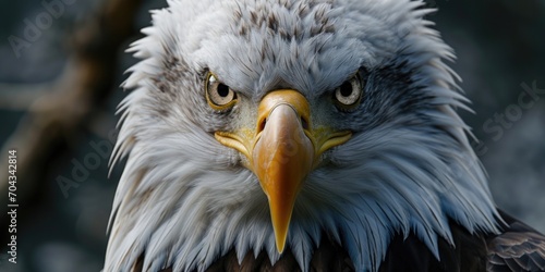 A detailed shot of a Bald Eagle's face. Perfect for nature enthusiasts and wildlife publications