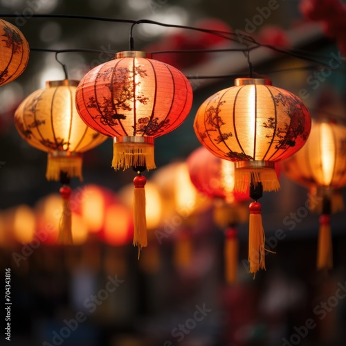 chinese lanterns in the temple - red and orange