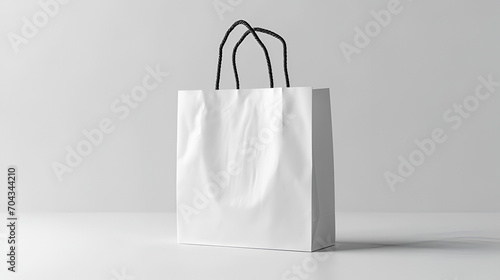 White Paper Bag On White Background. Mockup Fo Design, Generative Ai