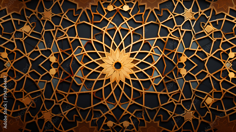 Arabic mosaic background, Arabic pattern wallpaper, Generative Ai