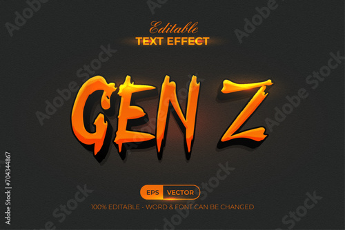 Gen Z Text Effect Orange Color Style. Editable Text Effect.