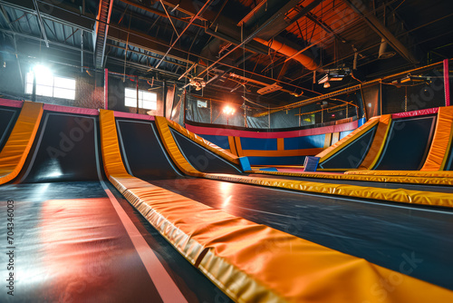 thrilling indoor trampoline park where kids can bounce, flip, and soar through the air photo