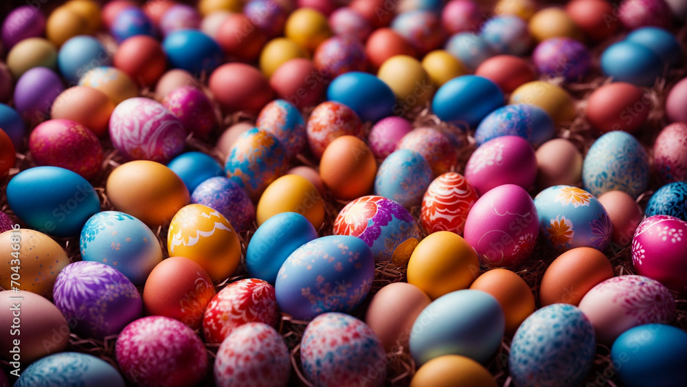 Fototapeta premium Colorful chocolate Easter eggs Background