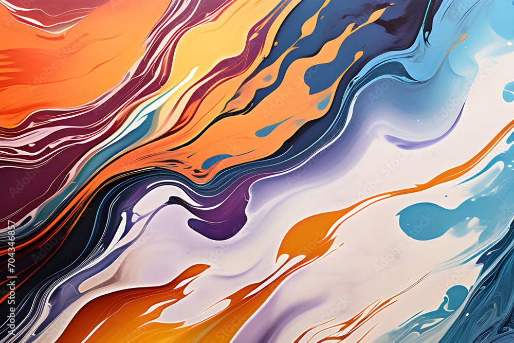 	
Closeup of abstract oil paint background texture with liquid fluid marbled paper texture banner texture. Generative AI (생성형 AI)