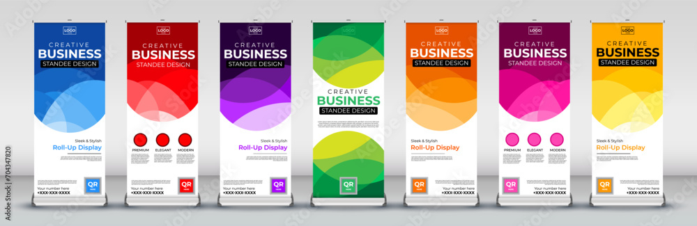 geometric Roll Up banner or Standee Template for flyer, presentation, leaflet, j flag, x stand, x banner, exhibition - obrazy, fototapety, plakaty 