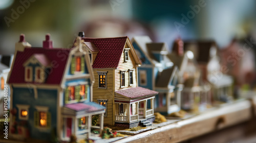 Miniature houses depicting a quaint town.