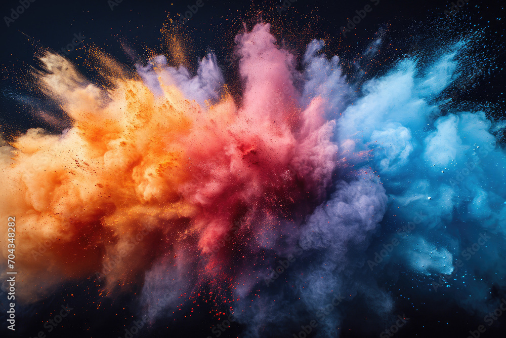 powder explosion on black background powder explosion on black background