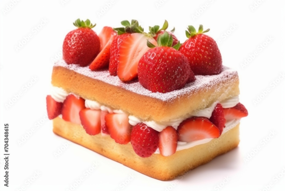 colorful sponge cake with strawberries isolated on white background. generative ai colorful sponge cake with strawberries isolated on white background. generative ai